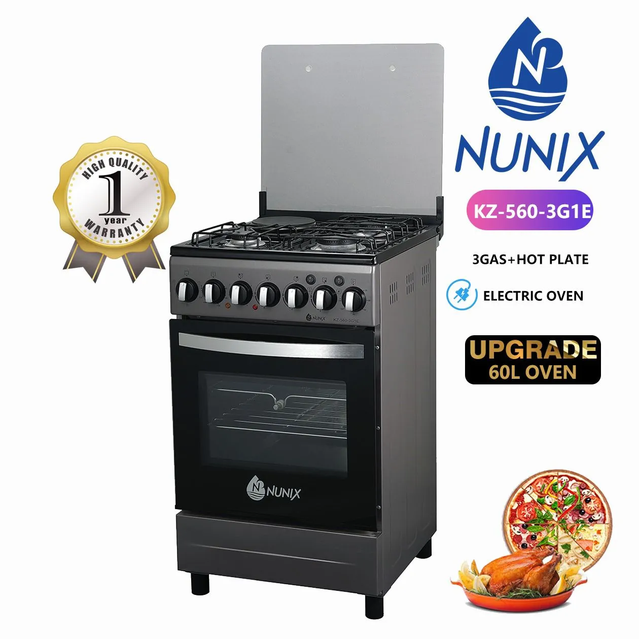 Nunix 3gas + 1 hotplate Cooker