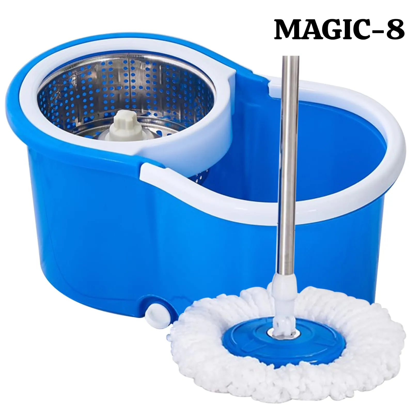 Spin mop and bucket with metallic spinner