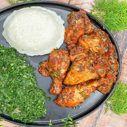 Ugali with chicken stew