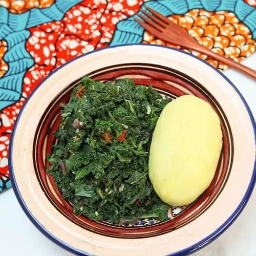 Ugali with kienyeji greens