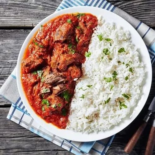 Rice with beef stew