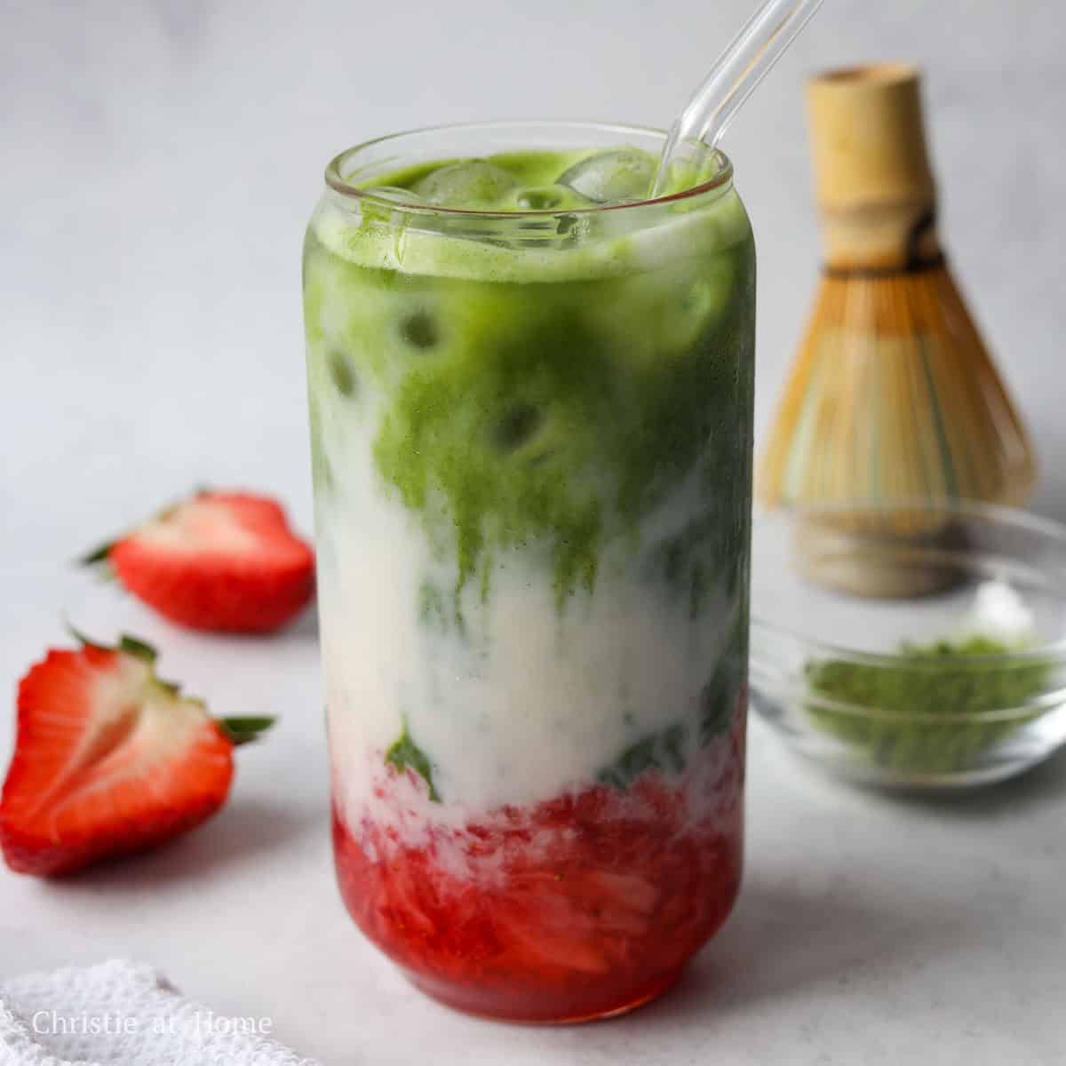 Strawberry matcha latte