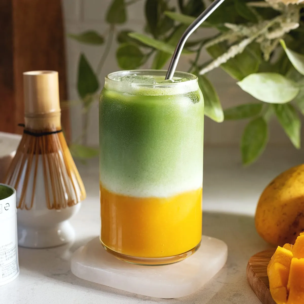 Mango cloud matcha latte