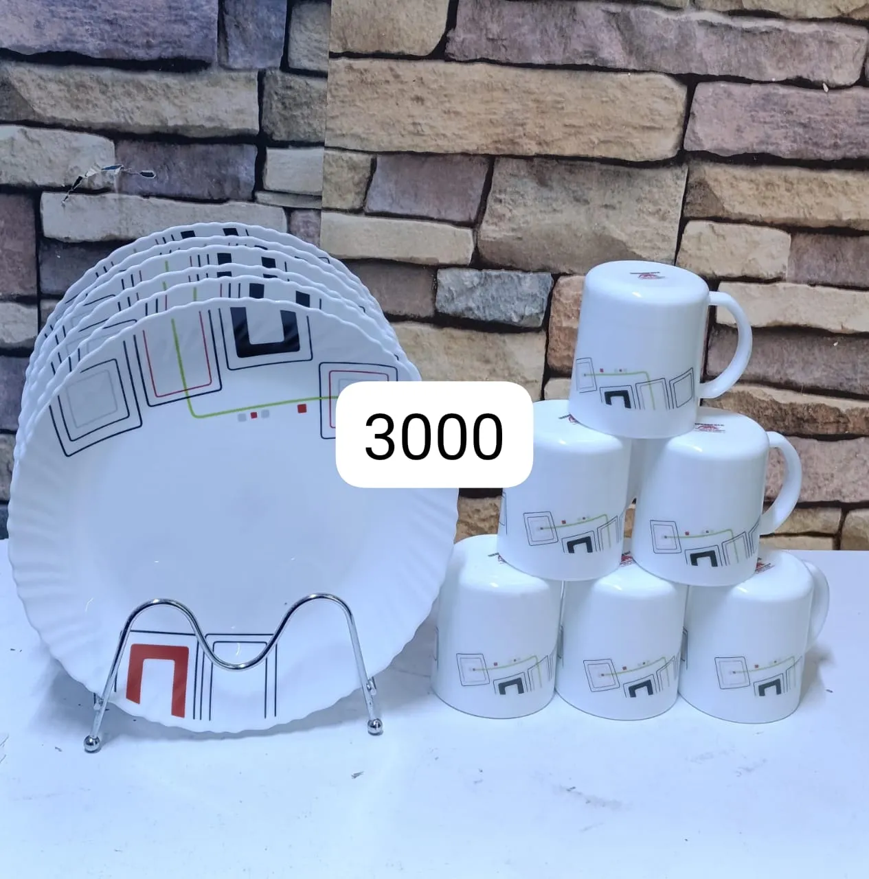 Elegant Oriental Design Plate Set with cups