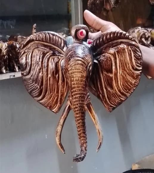 Wooden Elephant Head