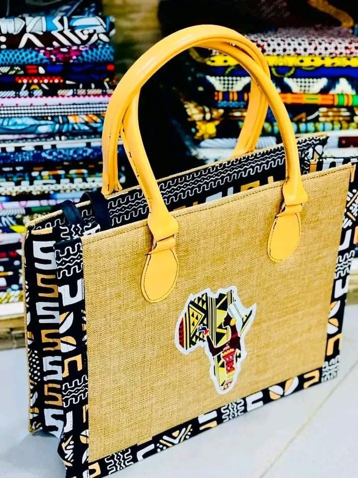 African Ankara Jute Bag