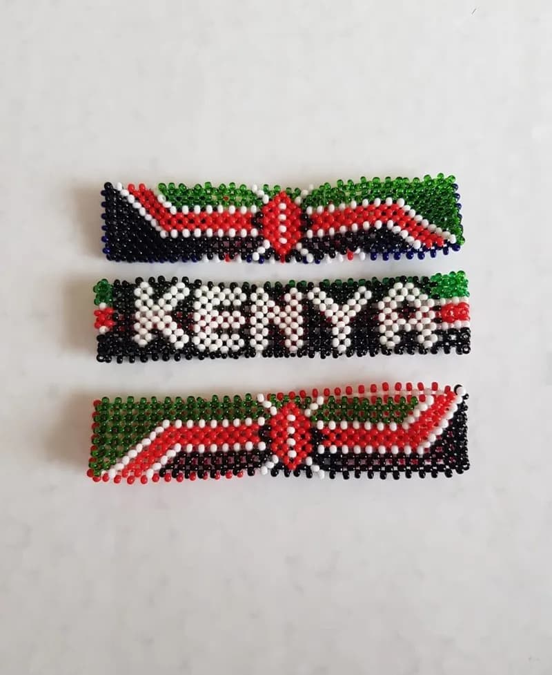 Kenyan flag hand made beaded bracelet