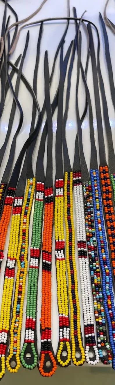 Tie-on Beaded Leather Bracelet