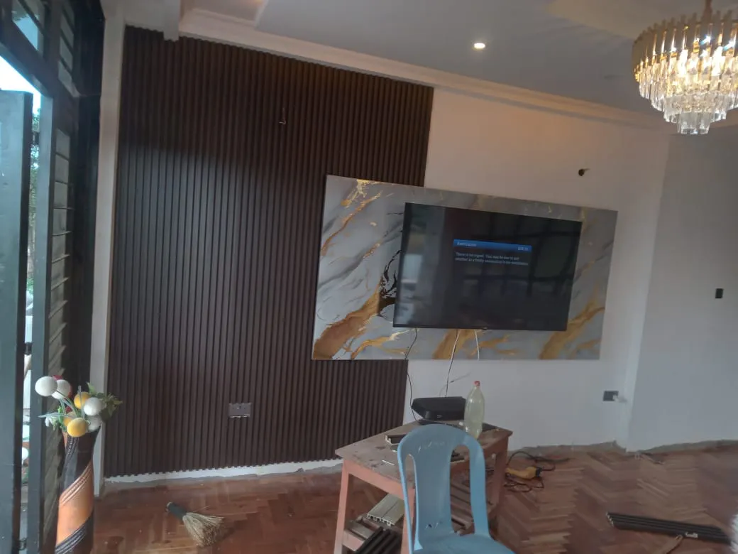 Elegant Marble-Finish Wall Unit