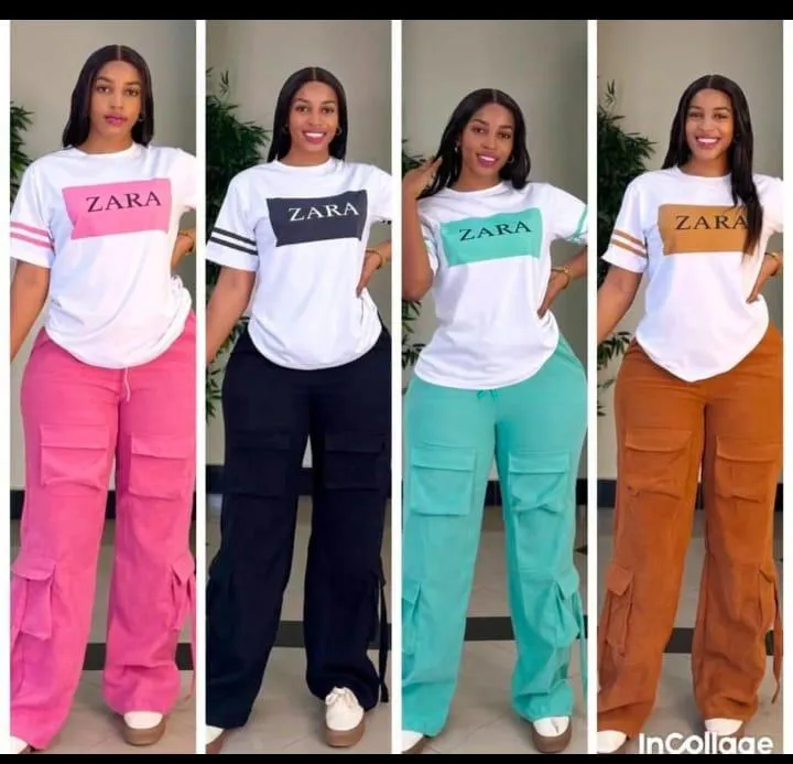 ZARA Graphic T-Shirt & Cargo Pants Set