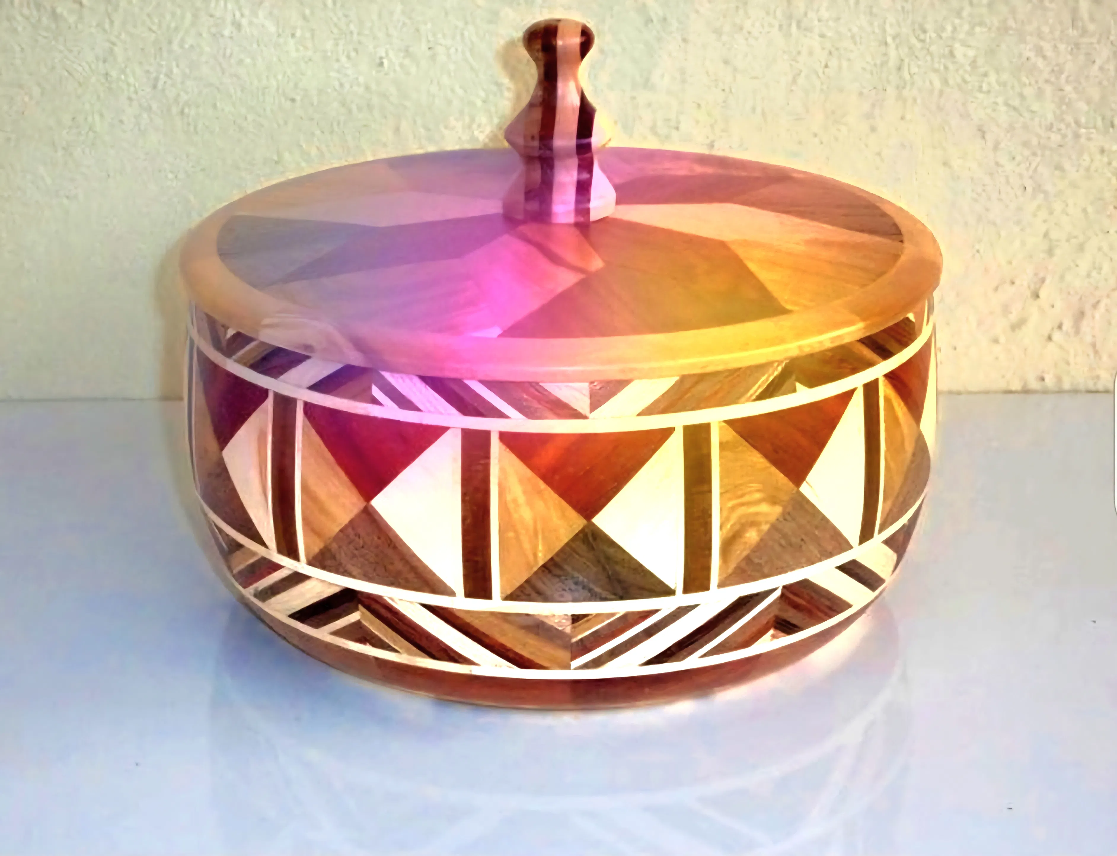 Geometric Pattern Soapstone Storage Box