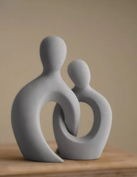 Abstract Lovers Sculpture – White Stone Finish