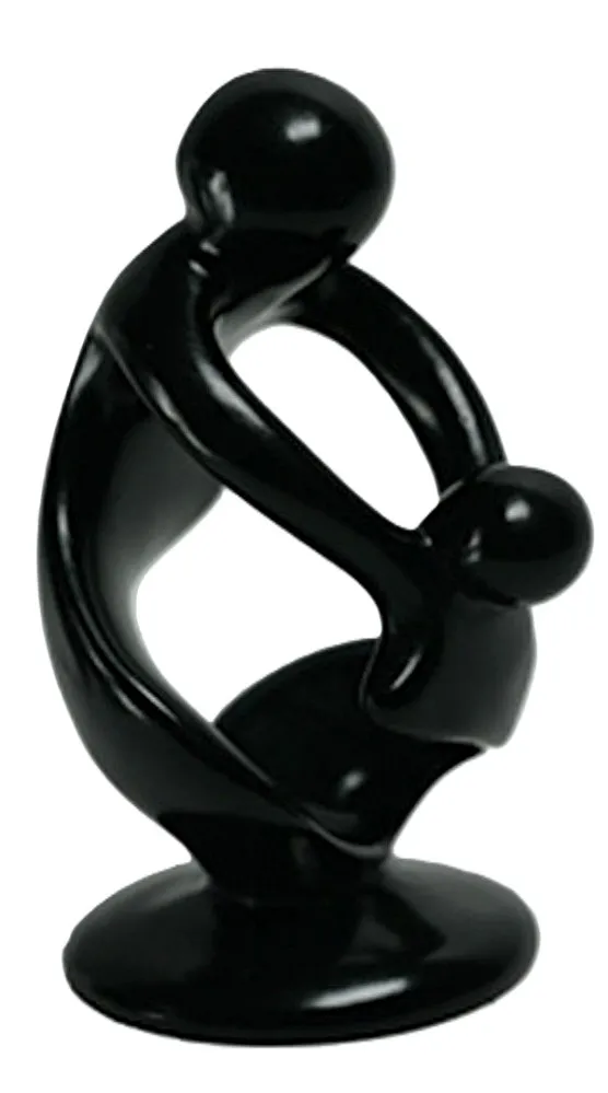 Abstract Mother & Child Sculpture – Black Stone Finish