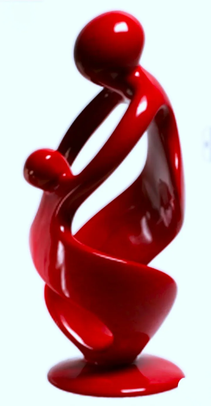 Mother & Child Sculpture – Glossy Red Finish