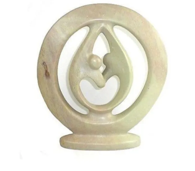 Mother & Child Circle Sculpture – Natural Stone