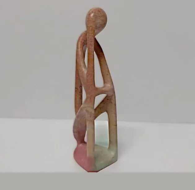 Abstract Thinking Man Sculpture – Multicoloured Stone