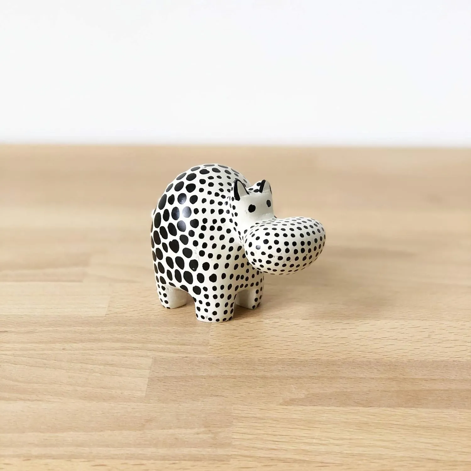 Mini Soapstone Hippo Figurine – Hand Painted (Polka Dot Design)