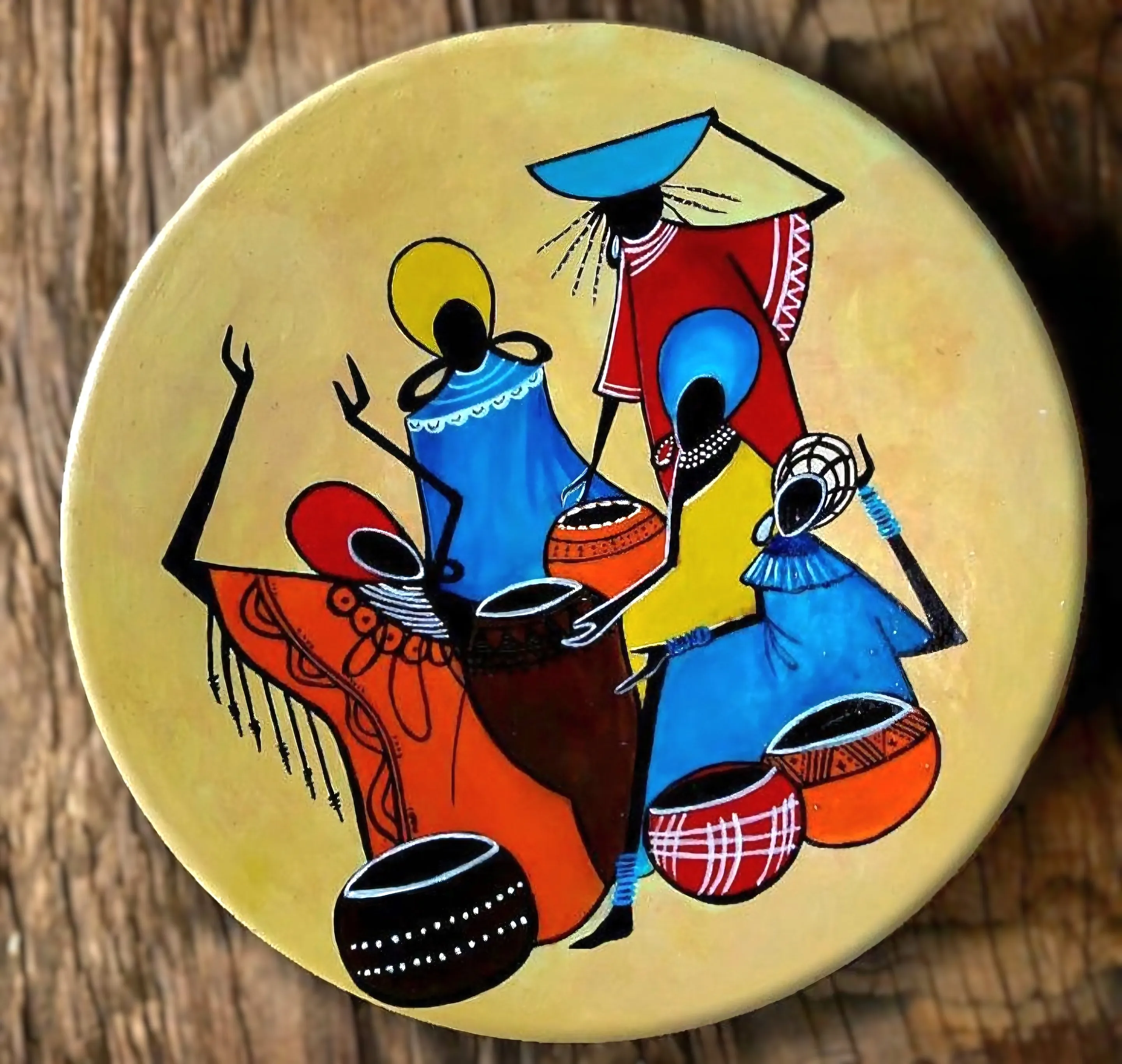 Hand-Painted Soapstone Wall Plate – African Dancers