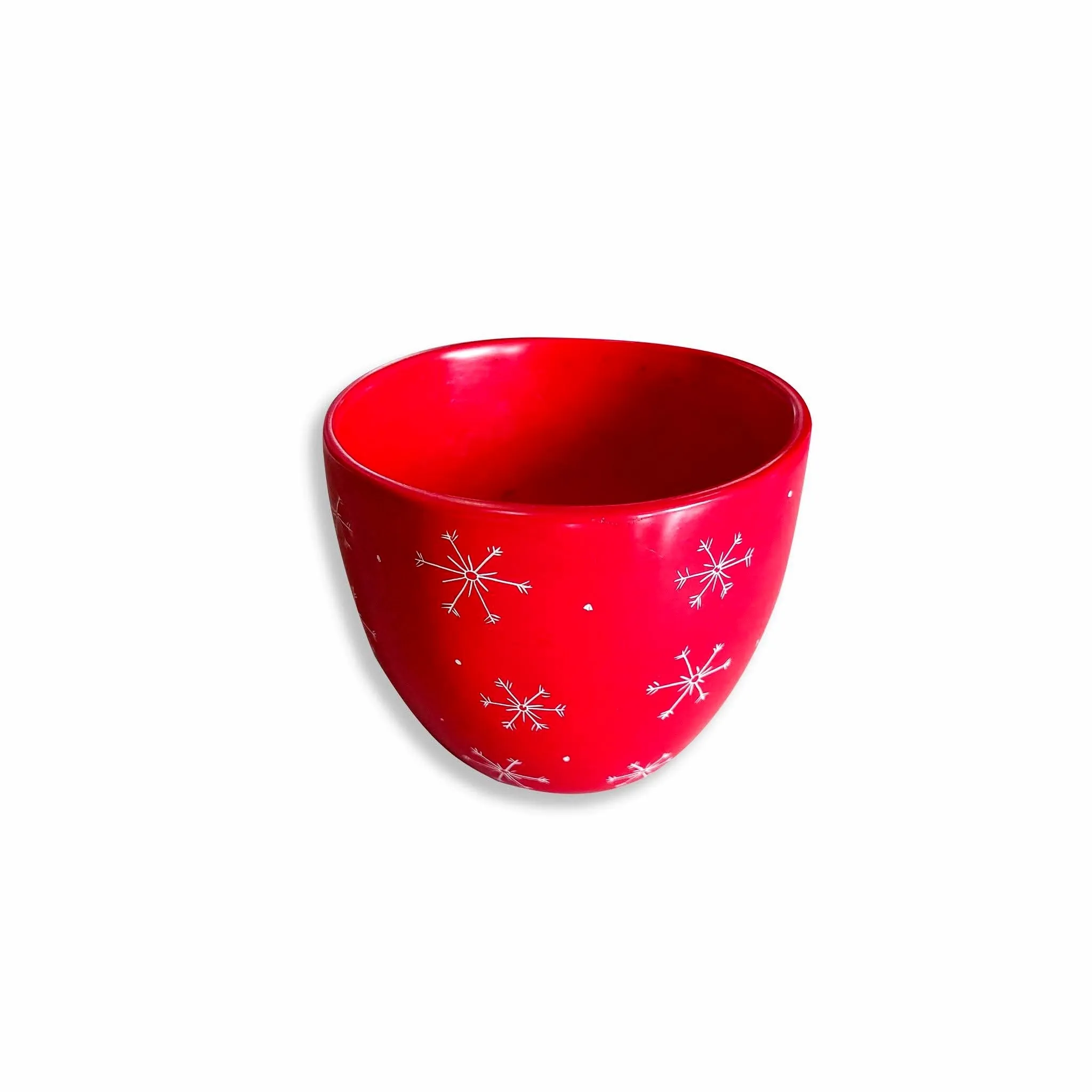 Hand-Painted Soapstone Bowl – Red Snowflake Design