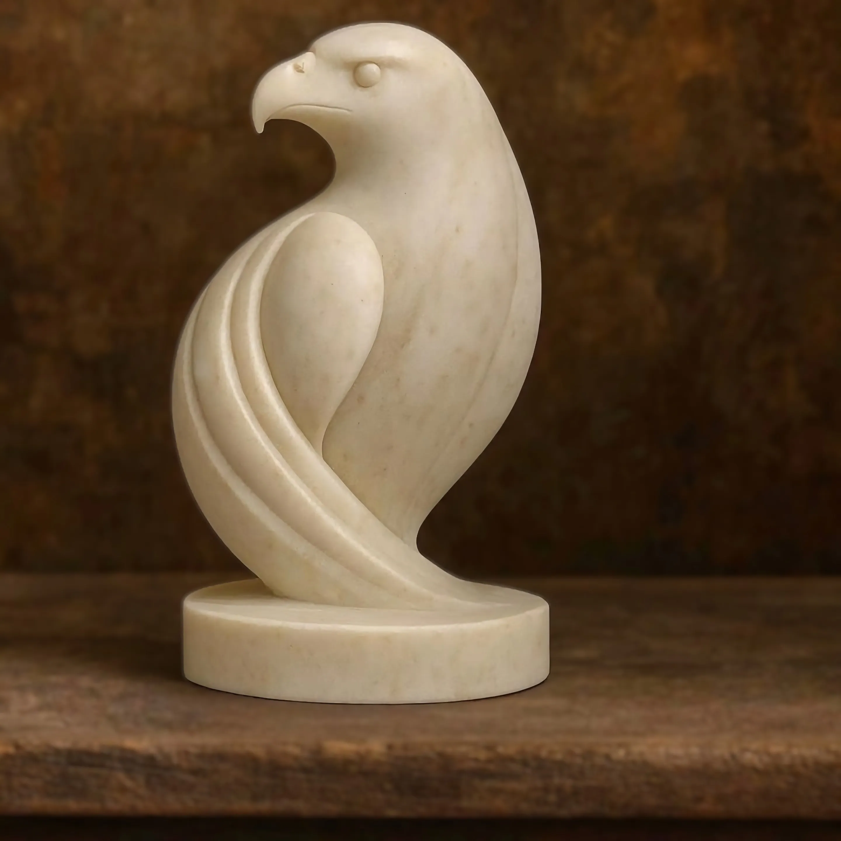 Hand-Carved Soapstone Eagle Sculpture – Natural Stone Finish