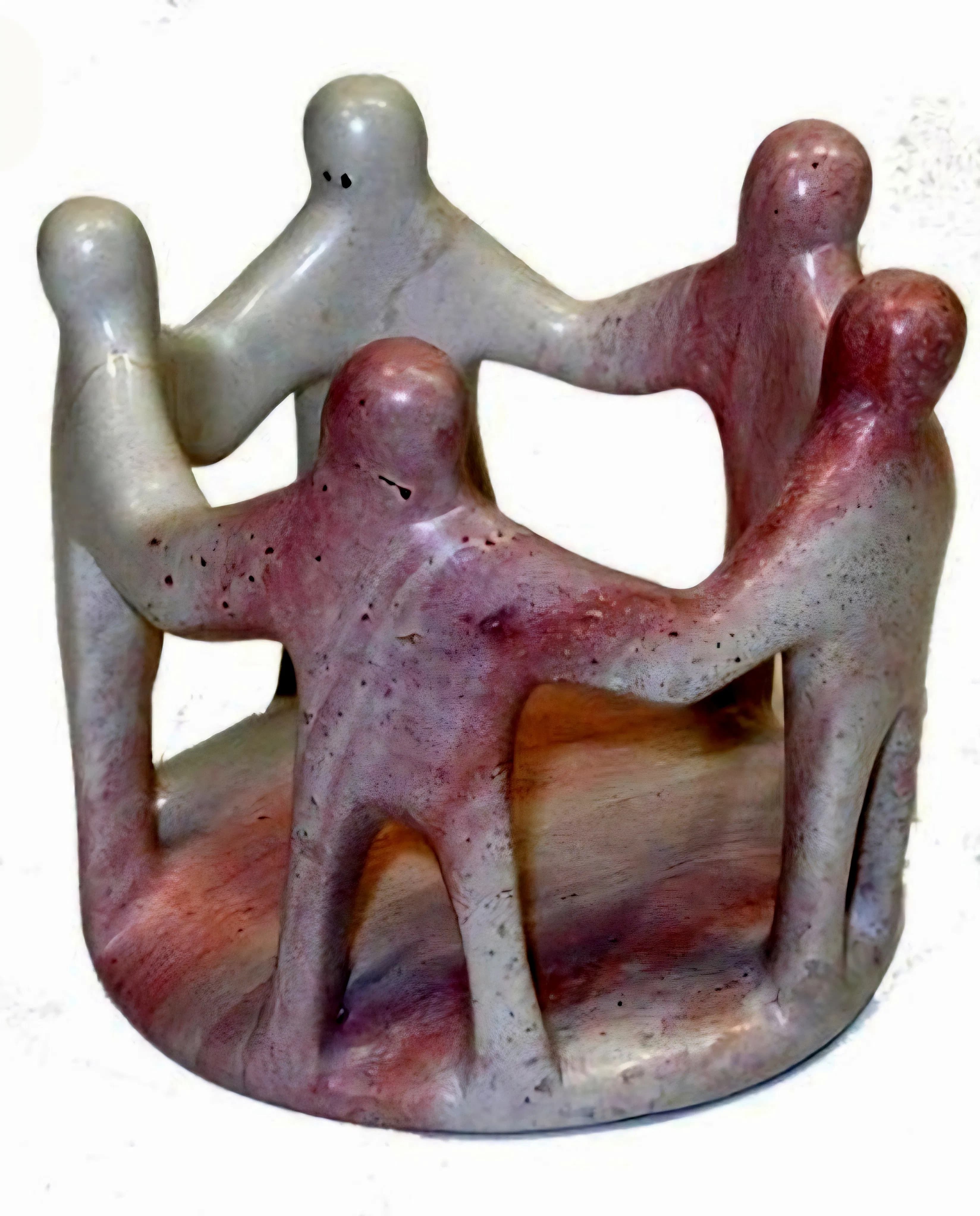 Hand-Carved Soapstone Family of Four Candle Holder Sculpture