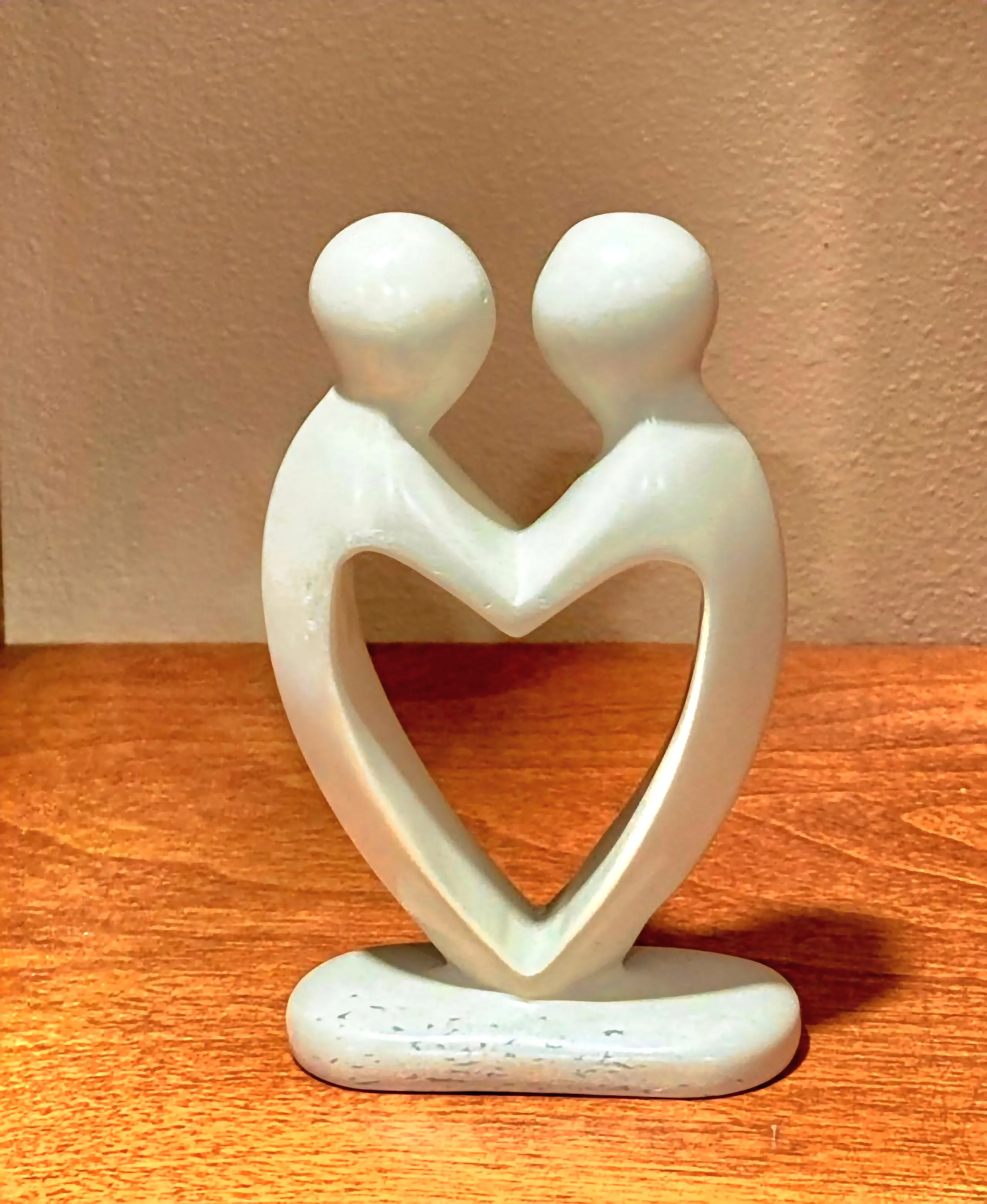Hand-Carved Soapstone Lovers Heart Sculpture