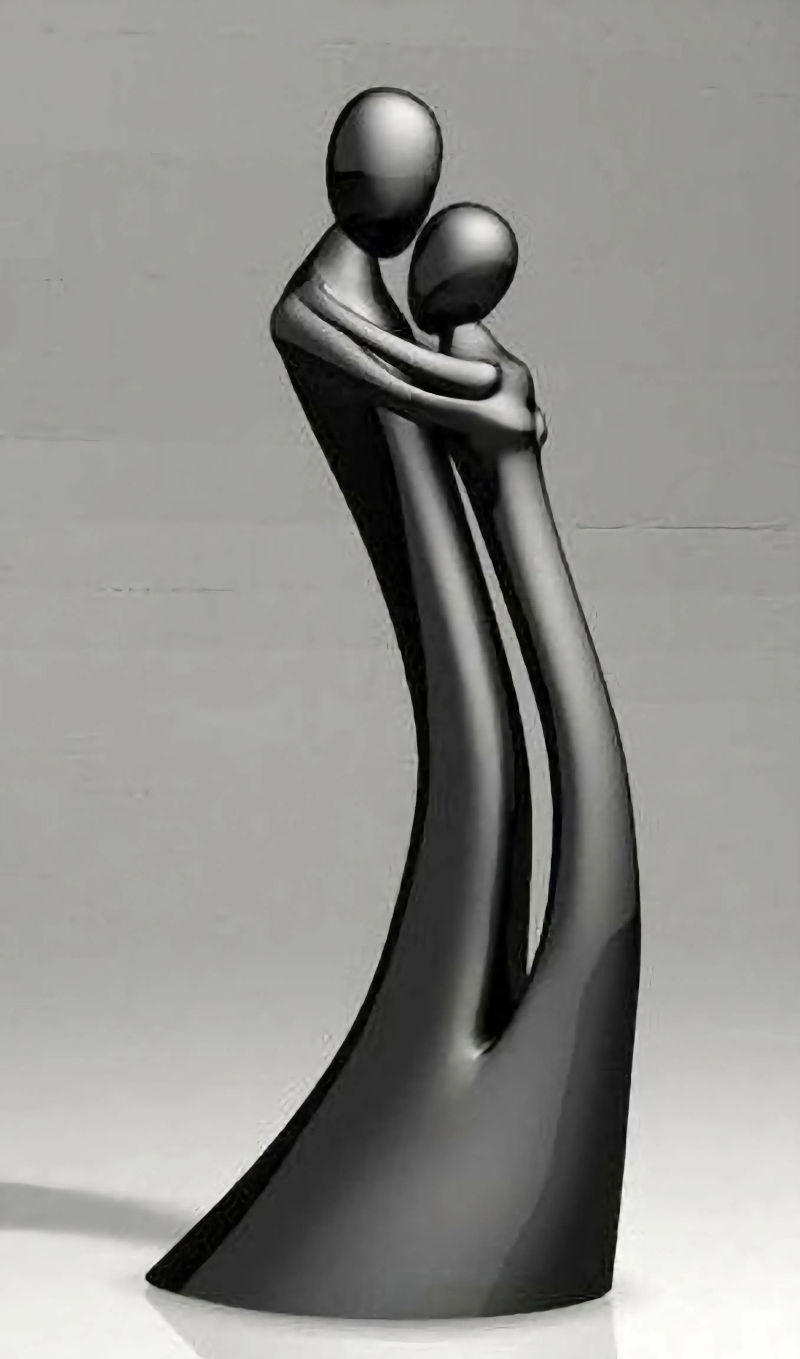 Abstract Lovers Embrace Soapstone Sculpture – Black Finish