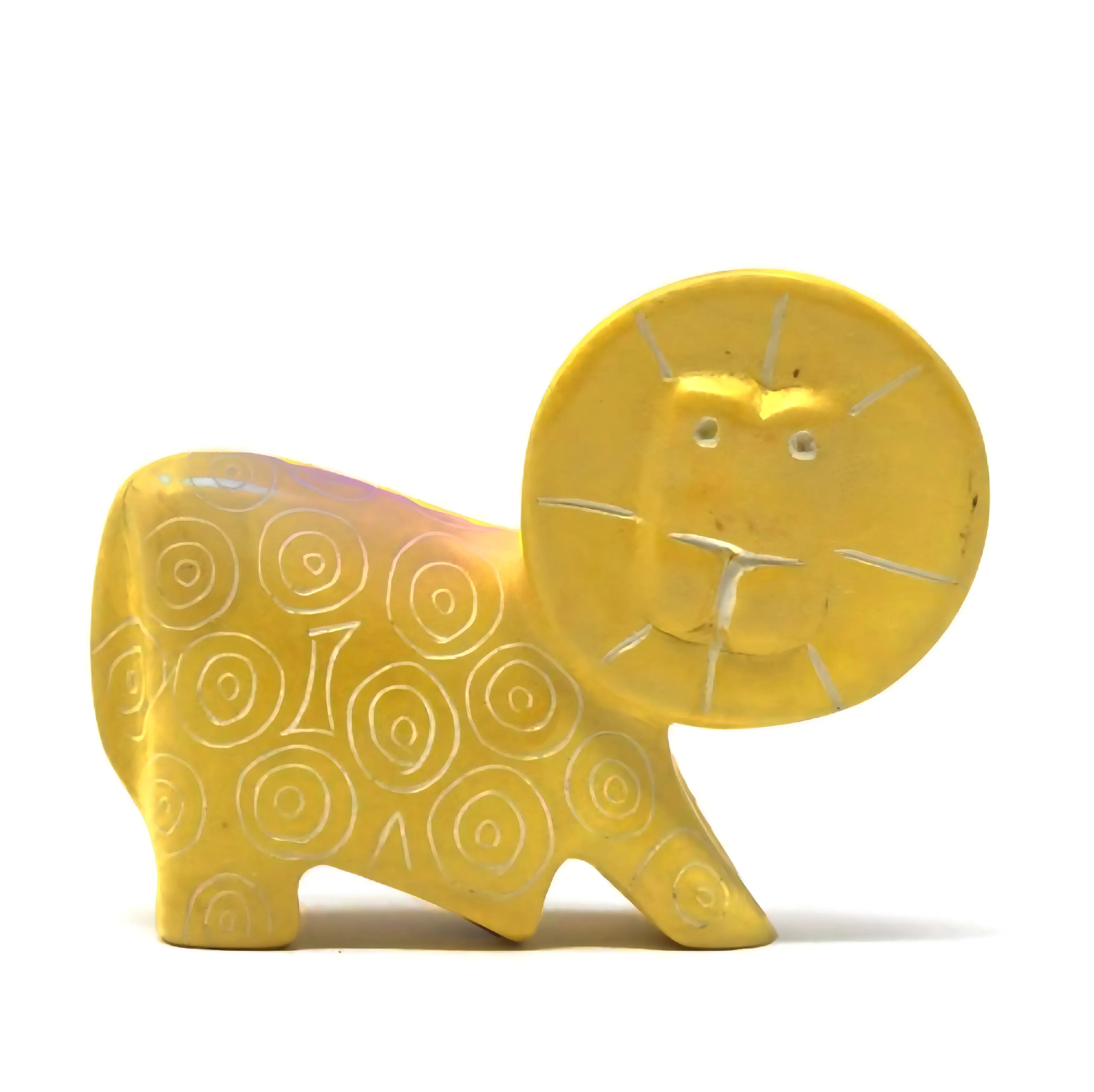 Mini Soapstone Lion Figurine -Yellow and Black