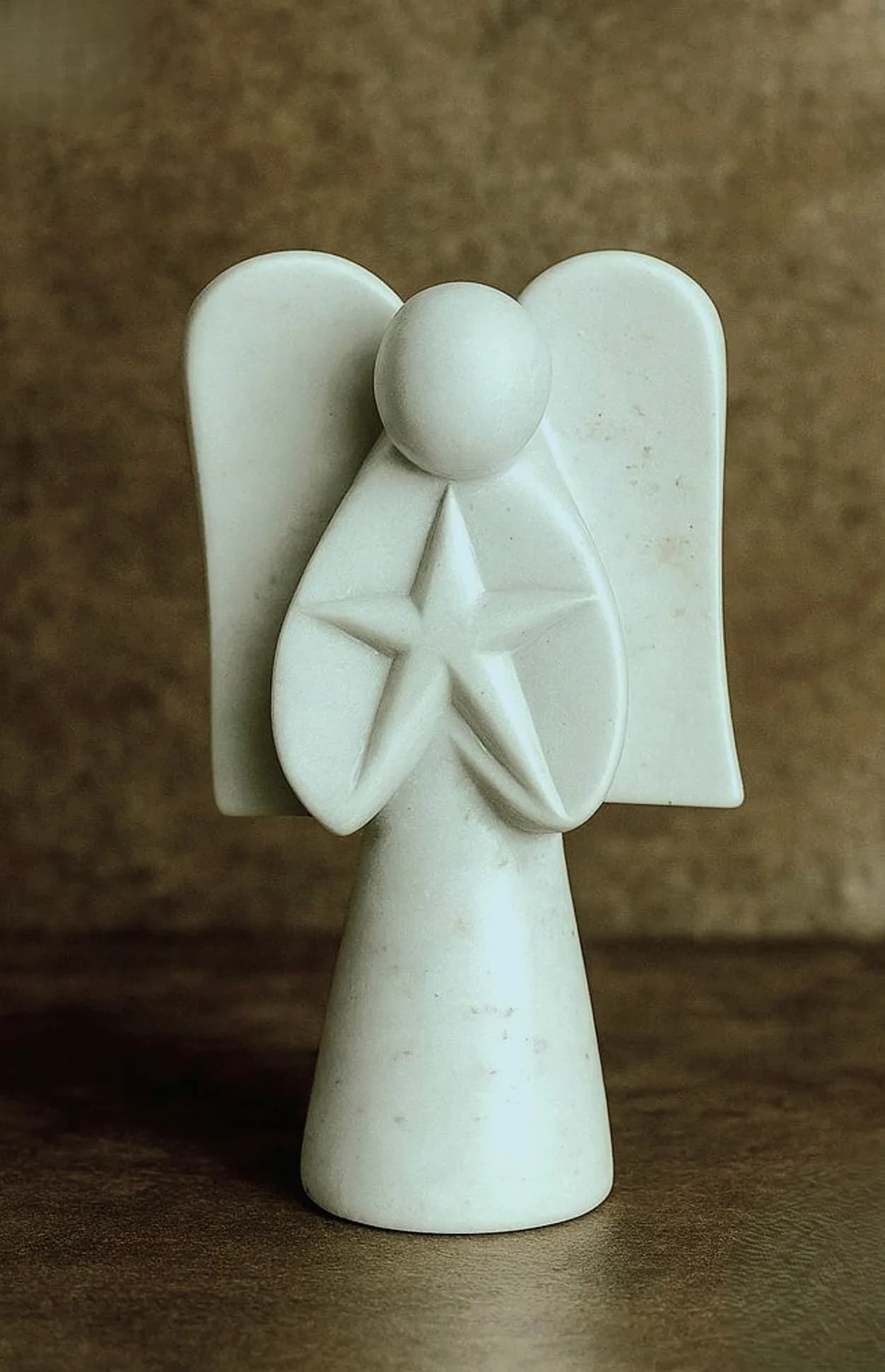 Angel with Star Soapstone Sculpture