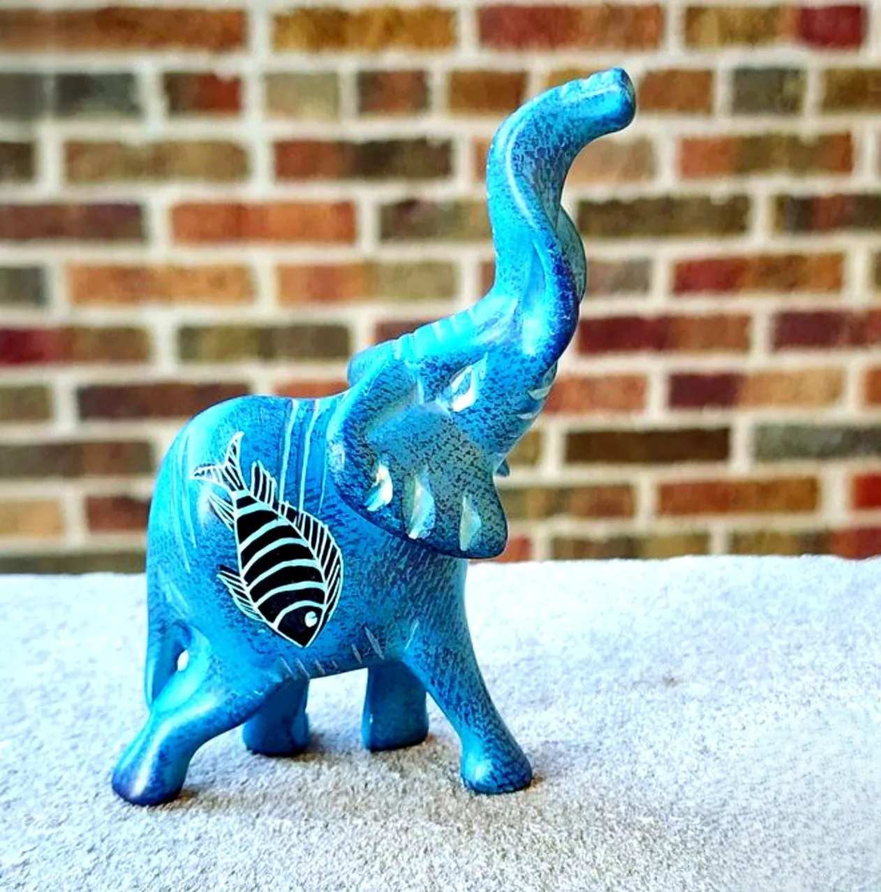 Blue Elephant Soapstone Sculpture (Mini)