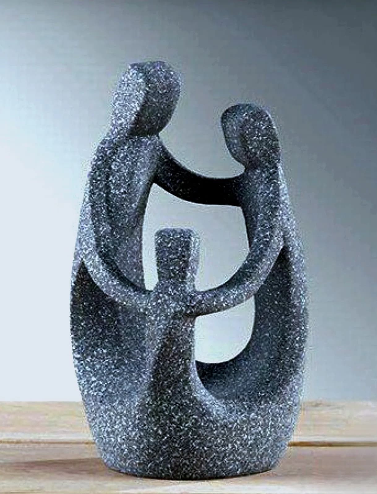 Family of Three Soapstone Sculpture (Black)