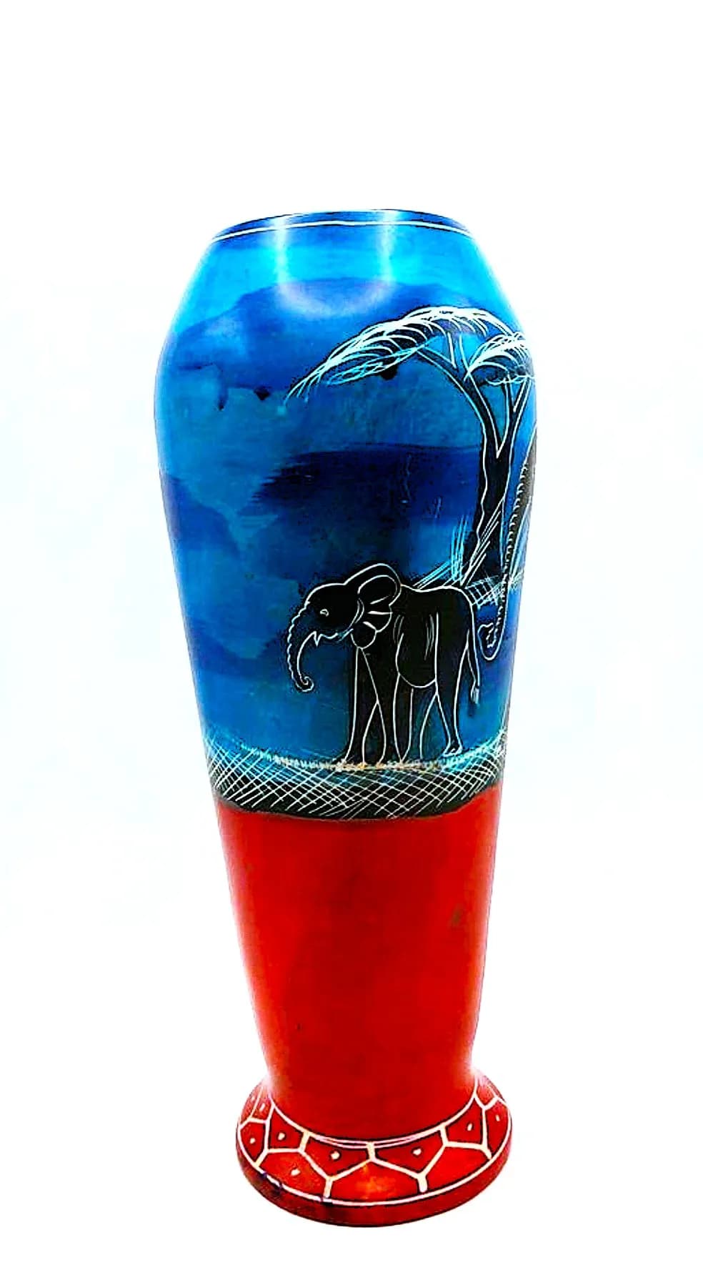 Hand-Painted Soapstone Flower Vase – Elephant Design