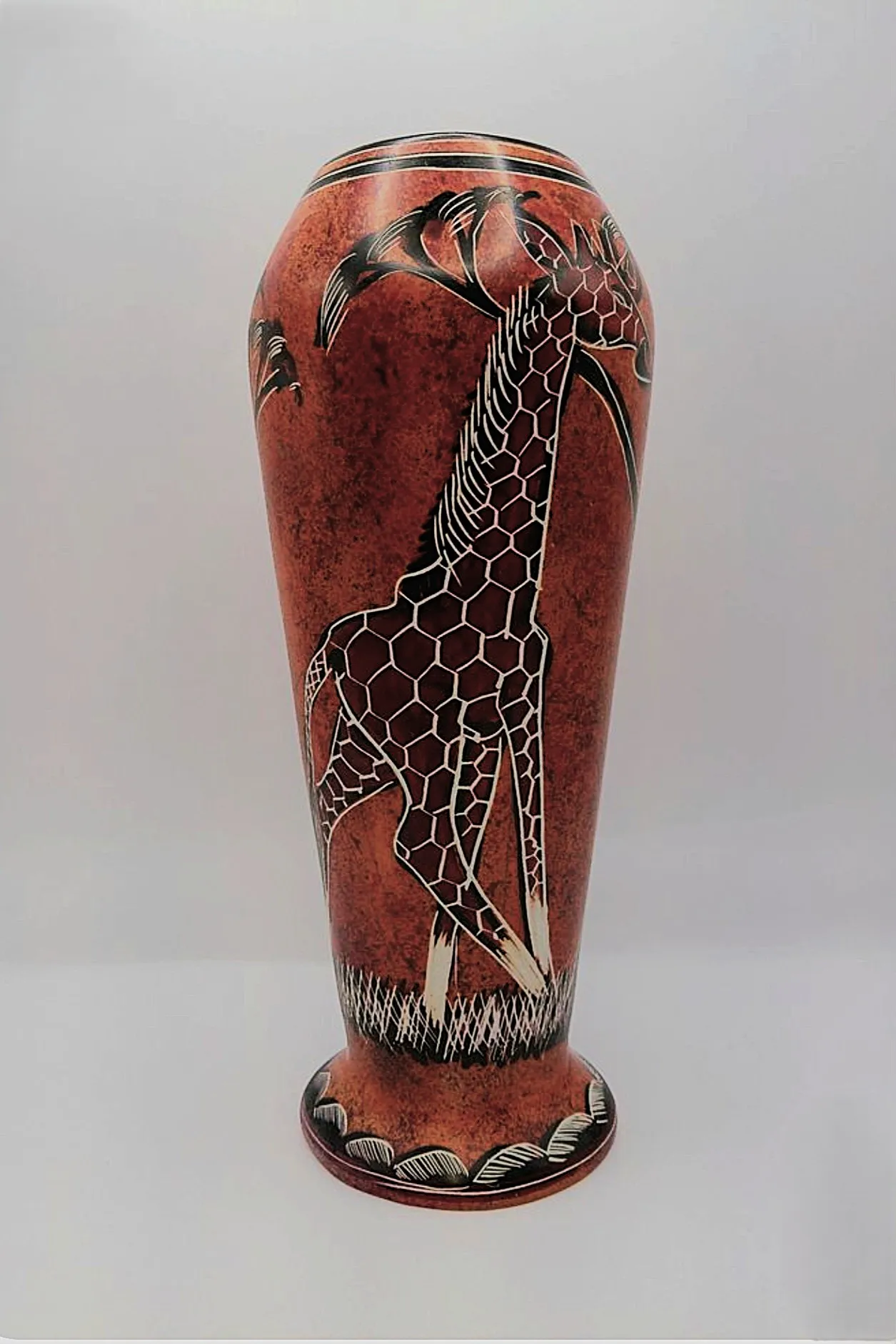 Hand-Painted Soapstone Flower Vase – Giraffe Design