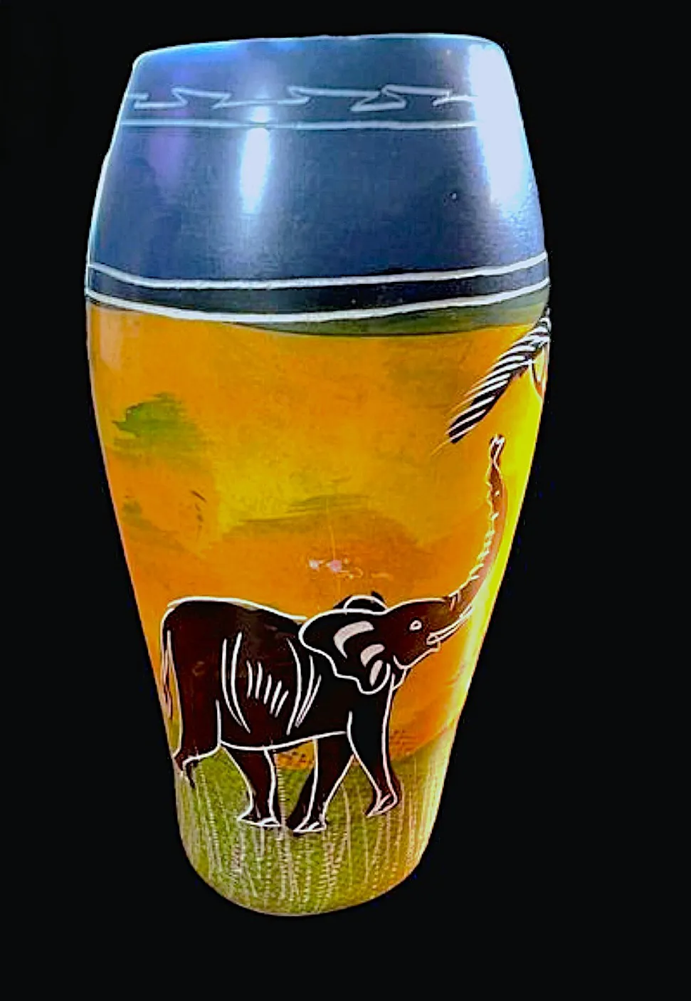Hand-Painted Soapstone Flower Vase – Multicolour Elephant Design