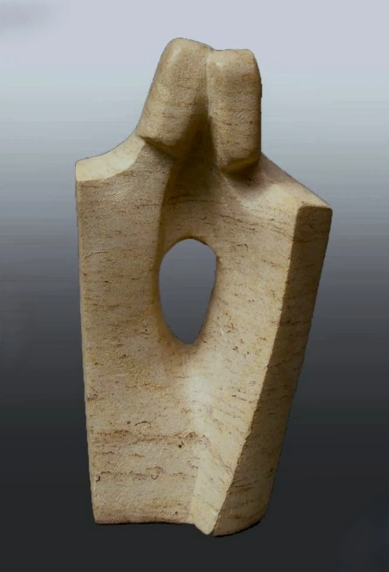 Abstract Family Unity Sculpture – Natural Soapstone