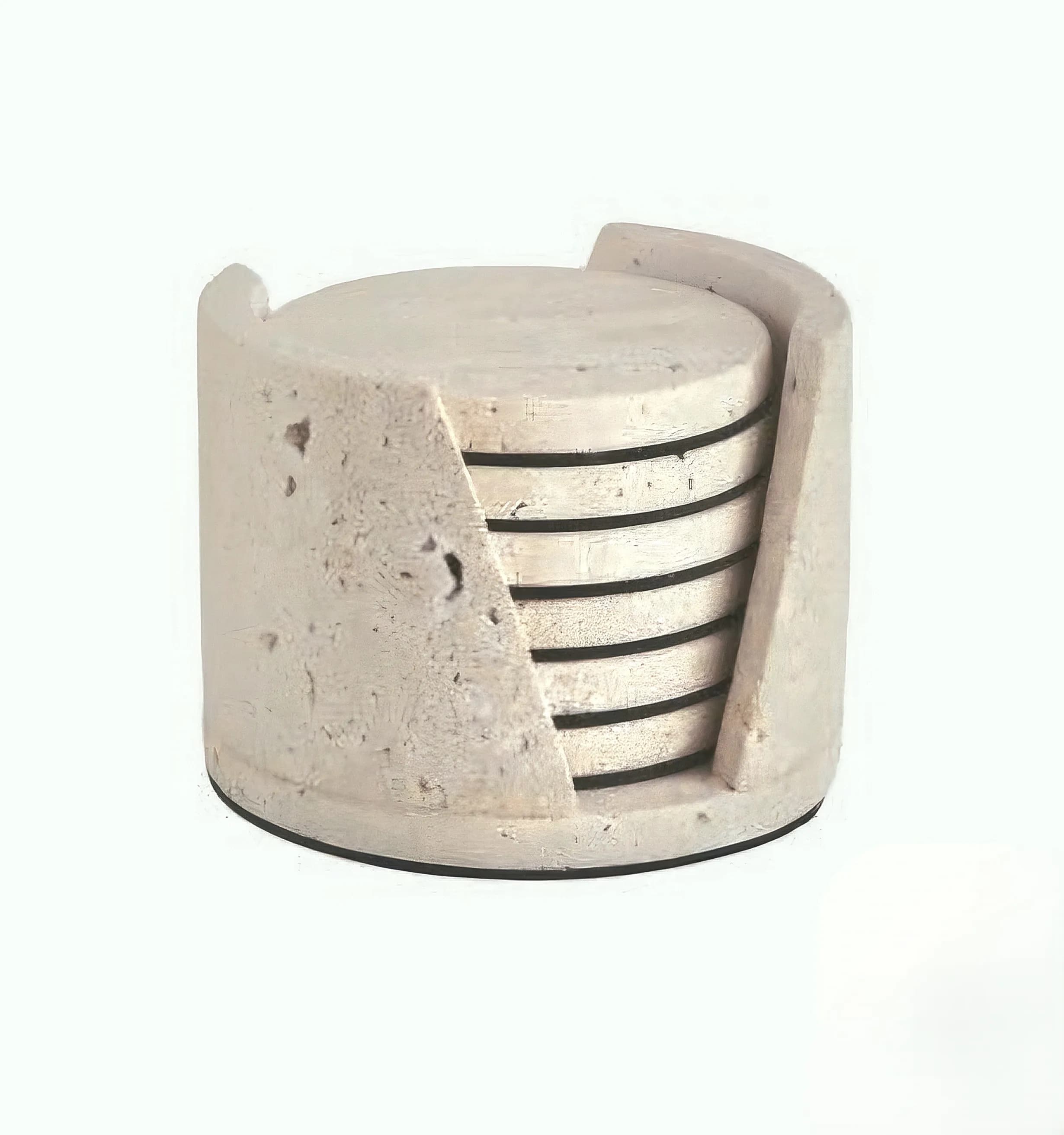 Natural Soapstone Drink Coasters with Holder